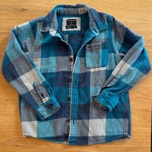 Quiksilver Kids Teal and Gray Checkered Shirt